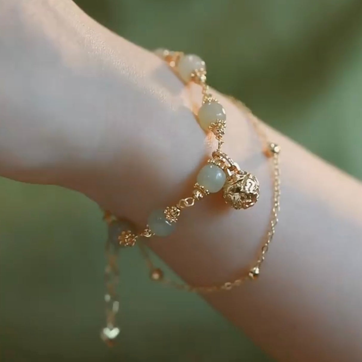 Natural Green Jade Luck and Protection Bell Bracelet - Special