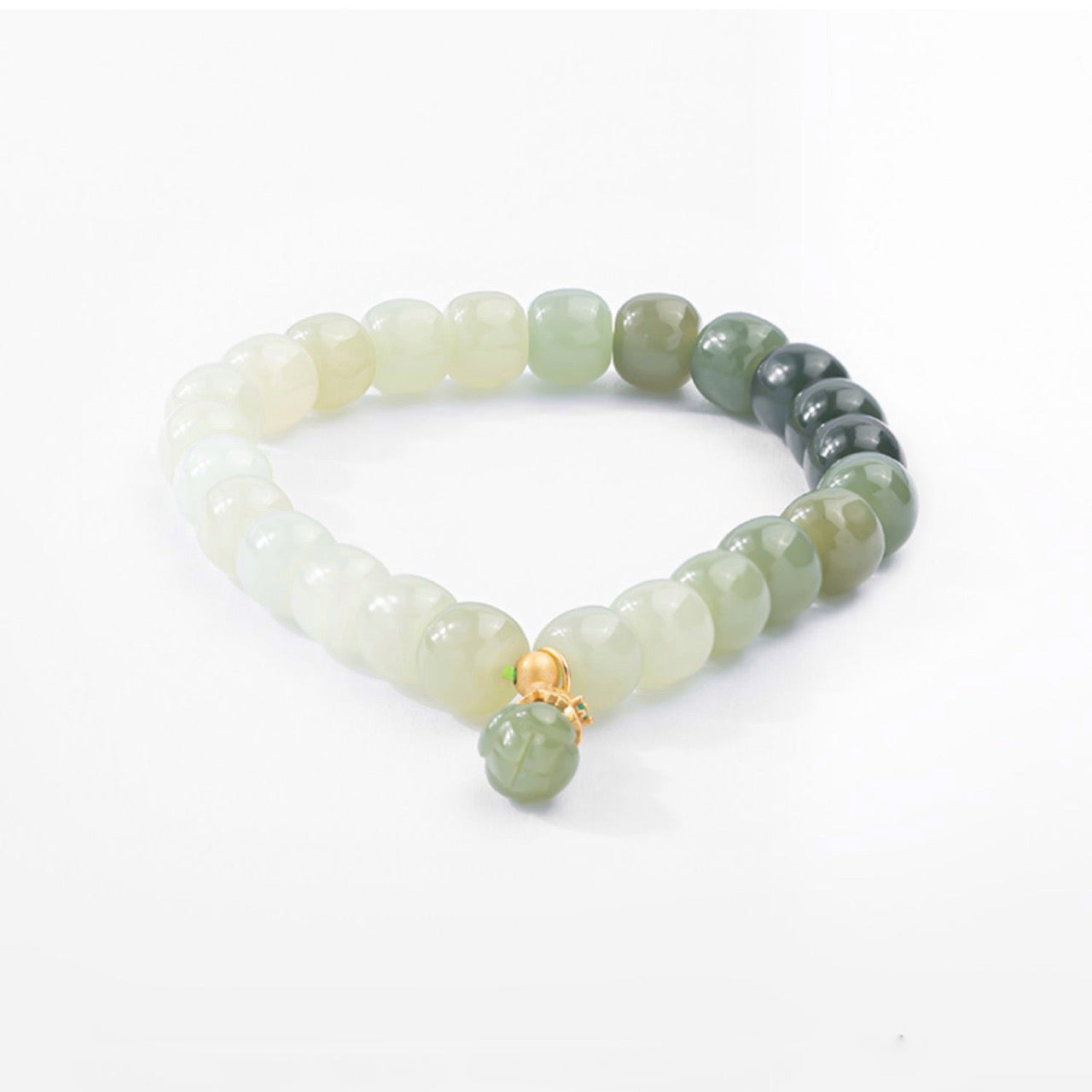 Natural Green Jade Feng Shui Magnolia Bracelet