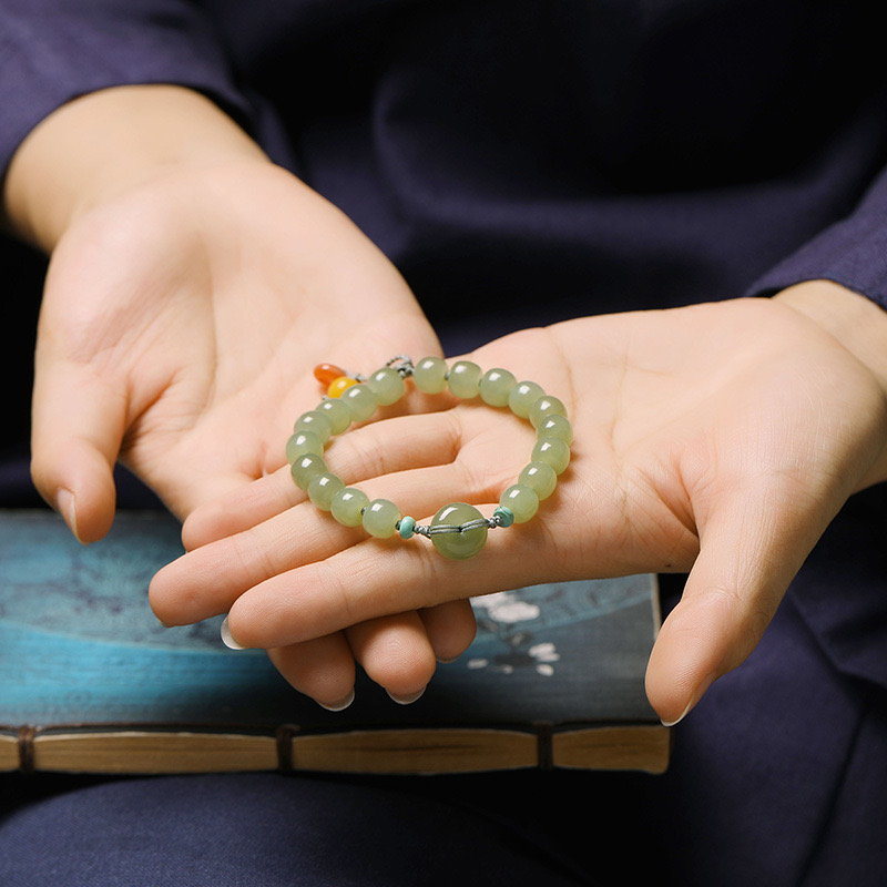 Natural Green Jade Peace Buckle Bracelet