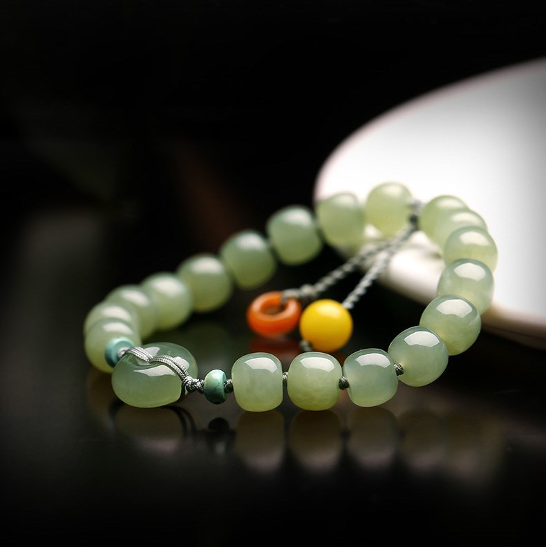 Natural Green Jade Peace Buckle Bracelet