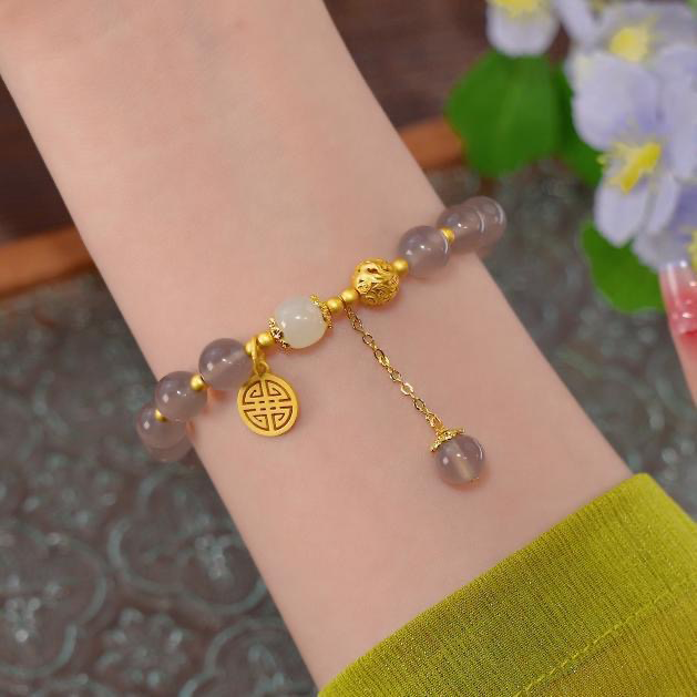 Natural Hetian Purple Jade Prosperity Bracelet
