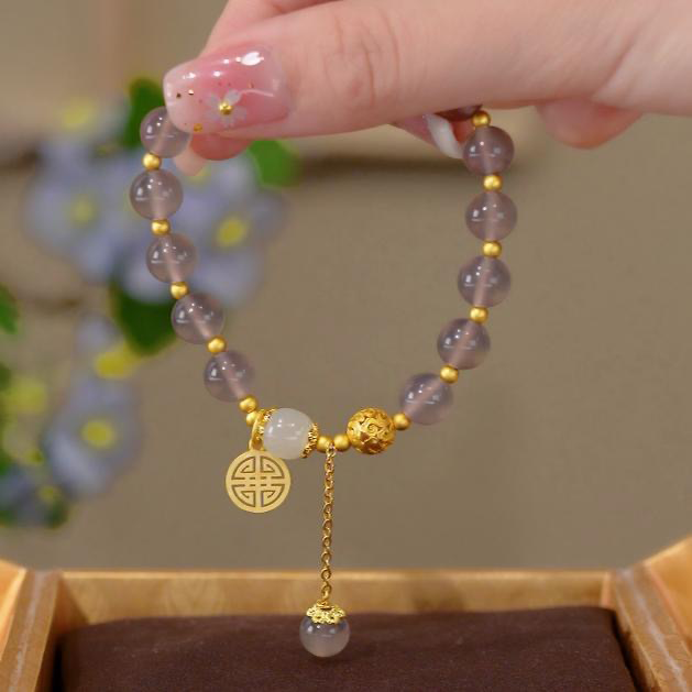 Natural Hetian Purple Jade Prosperity Bracelet