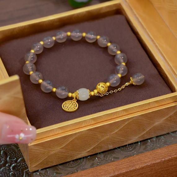 Natural Hetian Purple Jade Prosperity Bracelet
