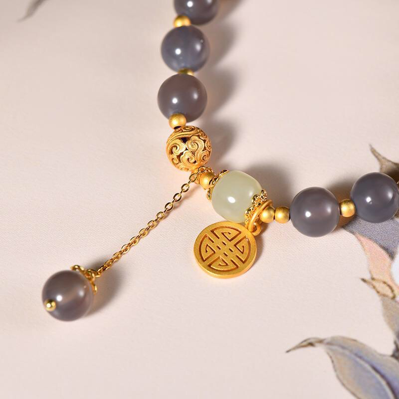 Natural Hetian Purple Jade Prosperity Bracelet