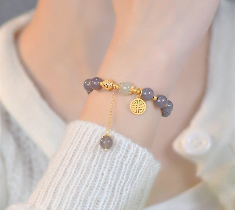 Natural Hetian Purple Jade Prosperity Bracelet