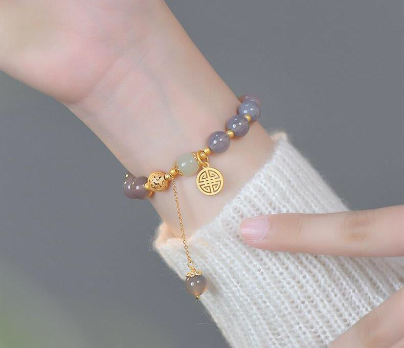 Natural Hetian Purple Jade Prosperity Bracelet