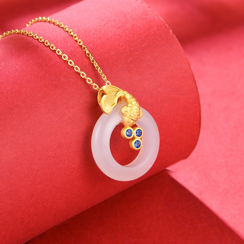 Natural Hetian Jade Koi Fish Blue Pendant