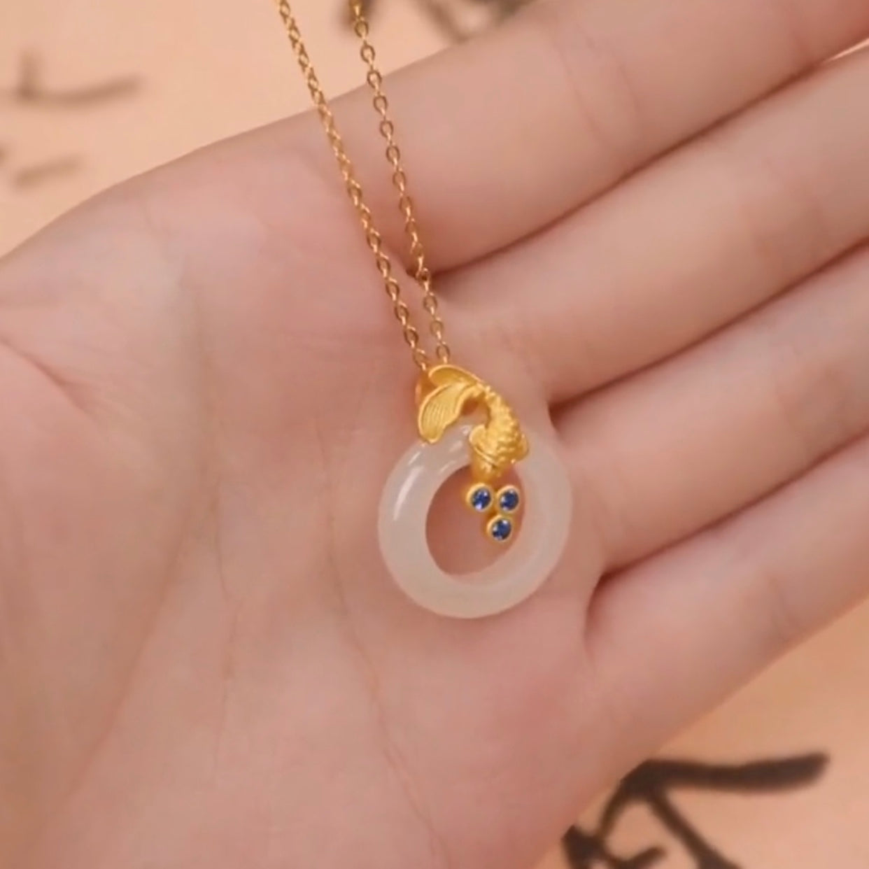 Natural Hetian Jade Koi Fish Blue Pendant