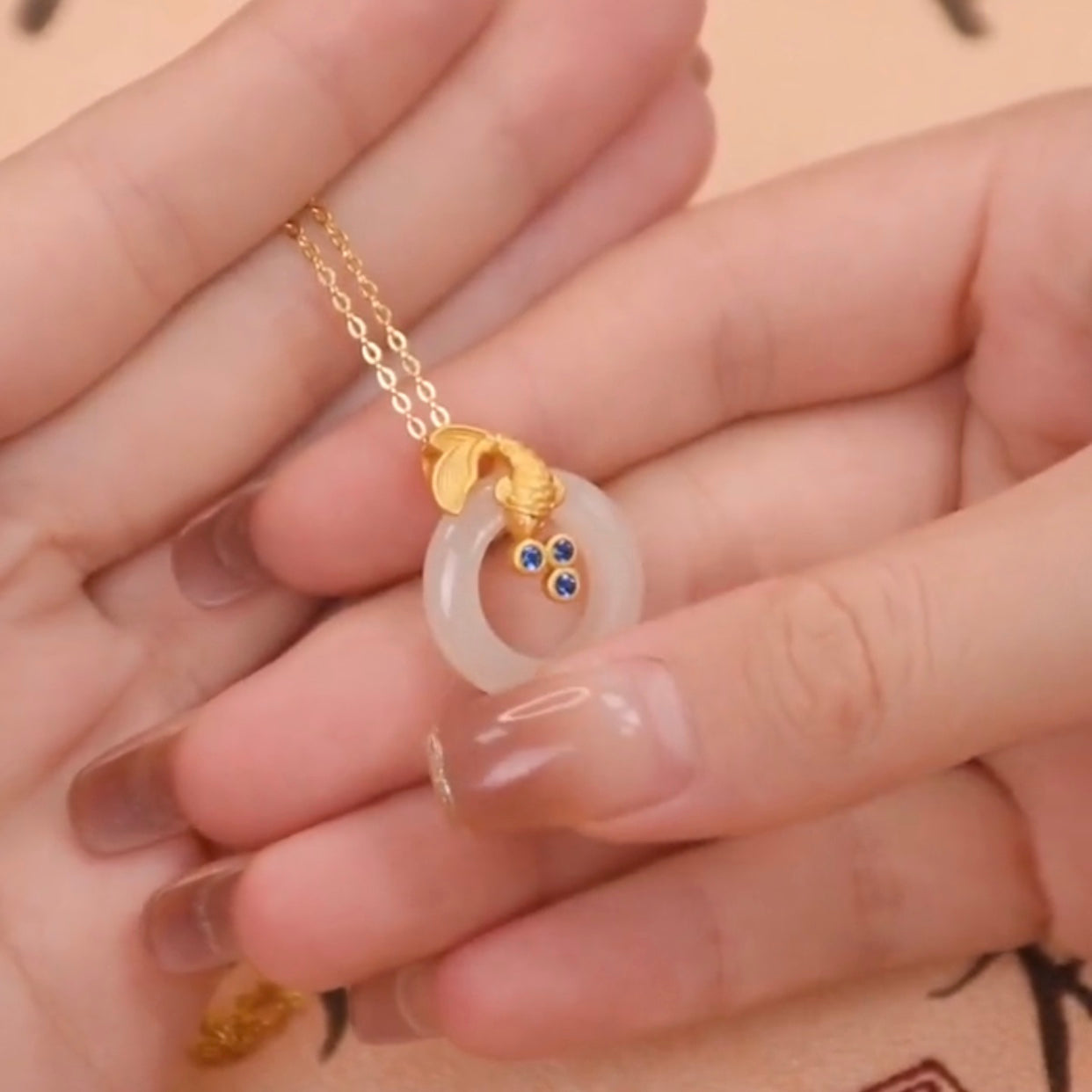 Natural Hetian Jade Koi Fish Blue Pendant