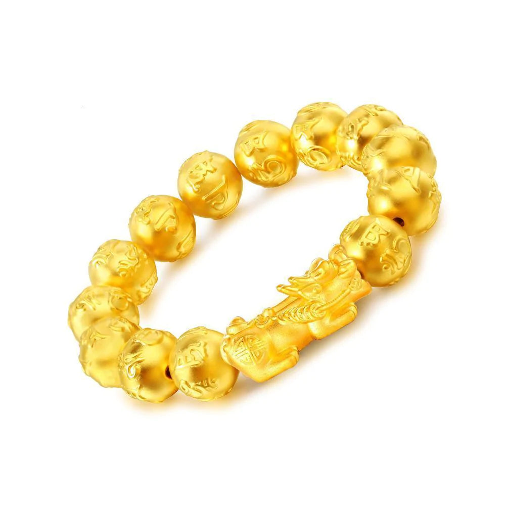 Gold Pixiu Wealth Mantra Bracelet