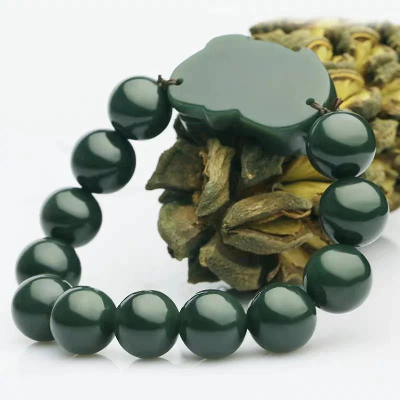 Feng Shui Hetian Green Jade Pixiu Fortune Bracelet