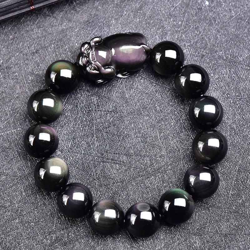 Natural Rainbow Obsidian Pixiu Healing Bracelet