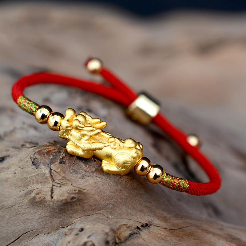 925 Sterling Silver-Wealth Pixiu Red String Bracelet
