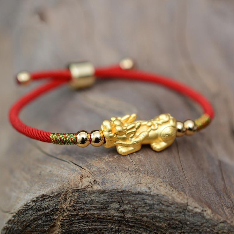 925 Sterling Silver-Wealth Pixiu Red String Bracelet