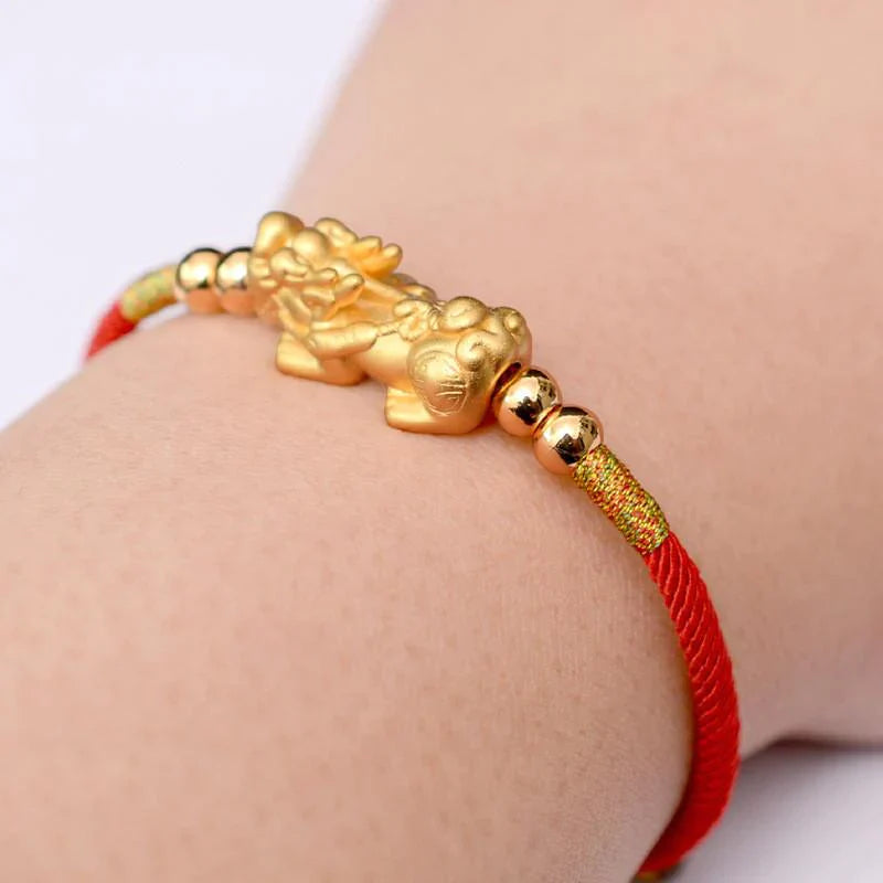 925 Sterling Silver-Wealth Pixiu Red String Bracelet