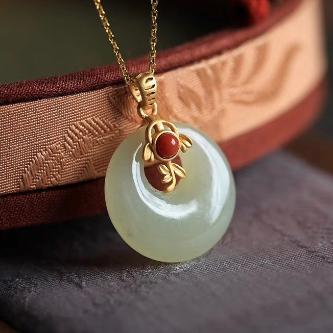Fortune Lock Green Jade Feng Shui Necklace