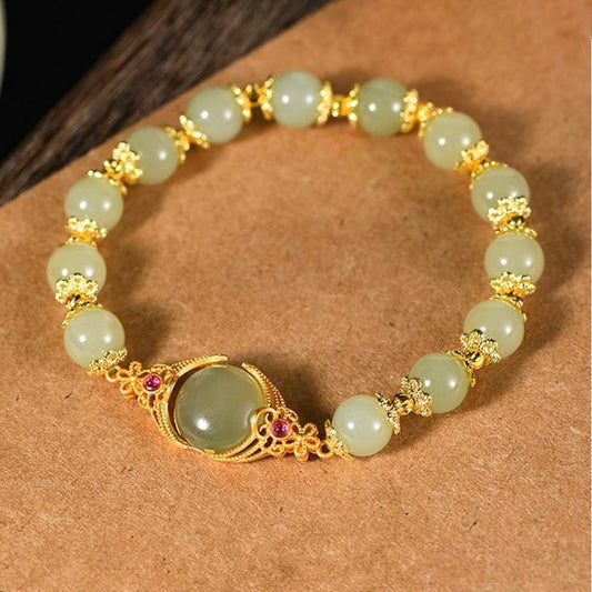 Natural Hetian Jade Feng Shui Auspicious Pigeon Egg Jade Bracelet