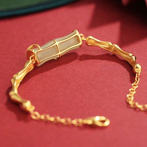 Natural Hetian Jade Feng Shui Bamboo Bracelet