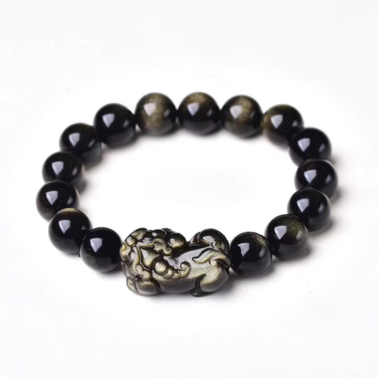 Gold Obsidian Pixiu Protection Bracelet(Gold Sheen Obsidian)