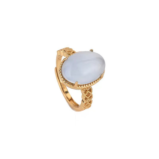 Feng Shui White Chalcedony Ring