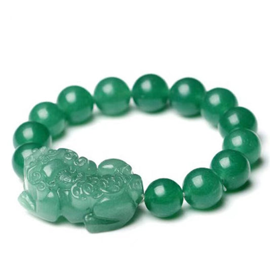 Natural Green Jade Wealth Pixiu Bracelet