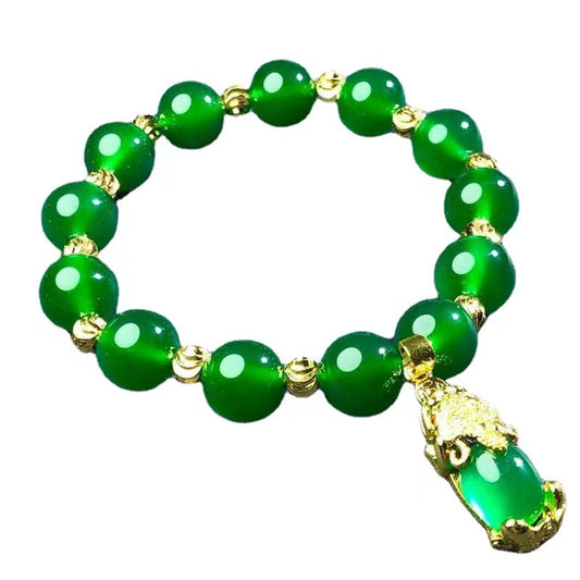 Fengshui Pixiu Wealth Bracelet-Green Agate