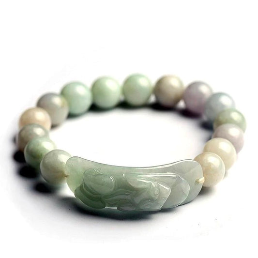 Natural White Jade Blessings & Good Luck Pixiu Lucky Bracelet