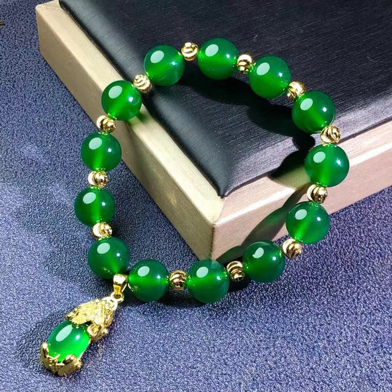 Fengshui Pixiu Wealth Bracelet-Green Agate