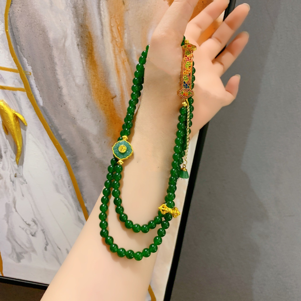 Natural Green Jade Mala 108 Beads Necklace Bracelet