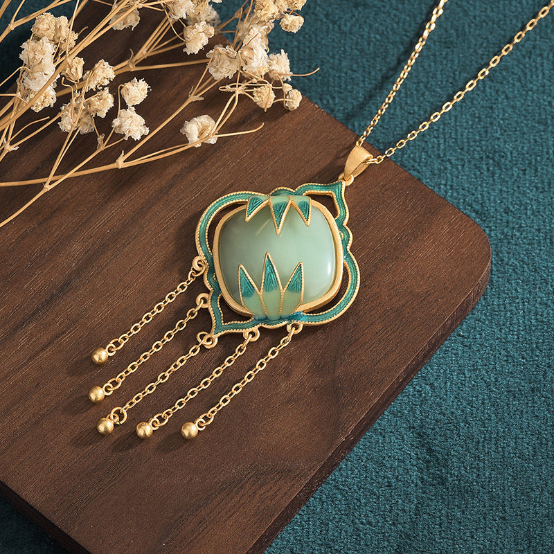Feng Shui Bamboo Leaf Squared Necklace