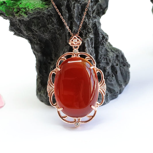 Natural Red Agate Pigeon Egg Protection Pendant