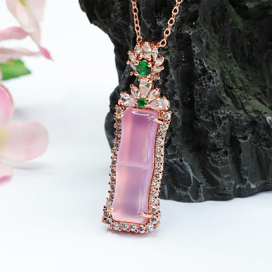 Natural Purple Jade Feng Shui Bamboo Pendant