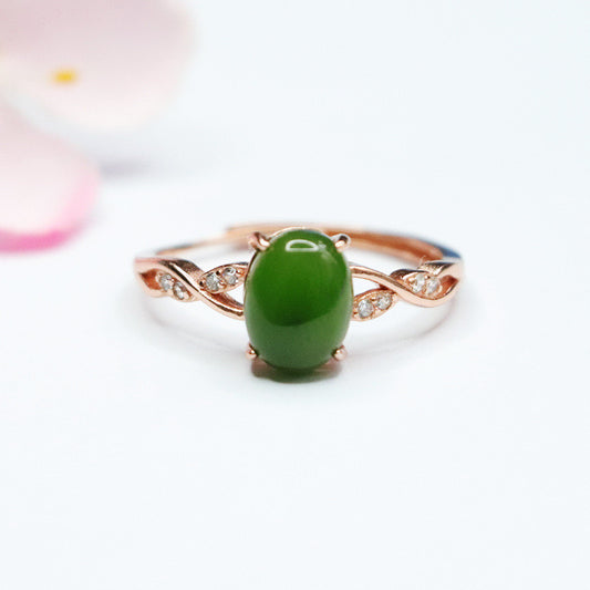 Natural Green Jade Feng Shui Wisteria Ring