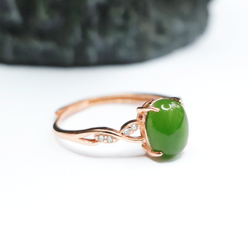 Natural Green Jade Feng Shui Wisteria Ring