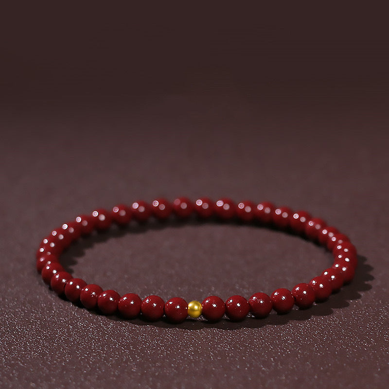 Natural Red Cinnabar Gold Bead Protection Bracelet