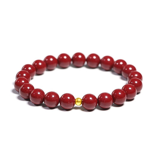 Natural Red Cinnabar Gold Bead Protection Bracelet