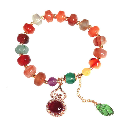 Natural Colorful Agate Hulu Healing Bracelet