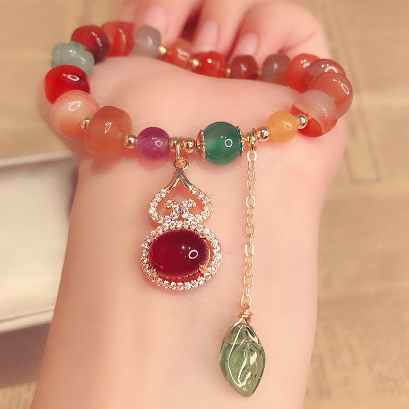 Natural Colorful Agate Hulu Healing Bracelet
