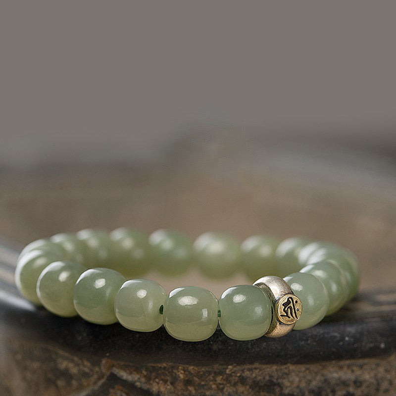 Natural Green Jade Buddha Mantra Protection Bracelet