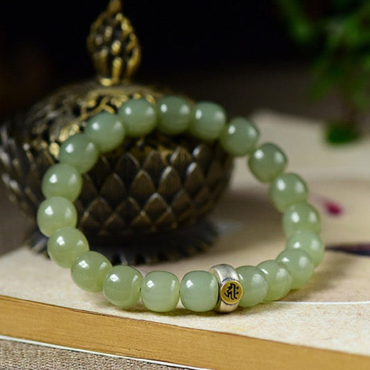 Natural Green Jade Buddha Mantra Protection Bracelet