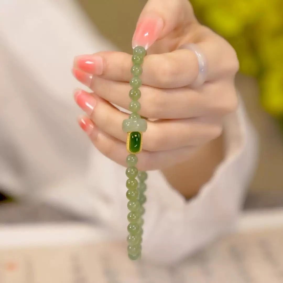 Natural Hetian Jade Protection Loop Bracelet