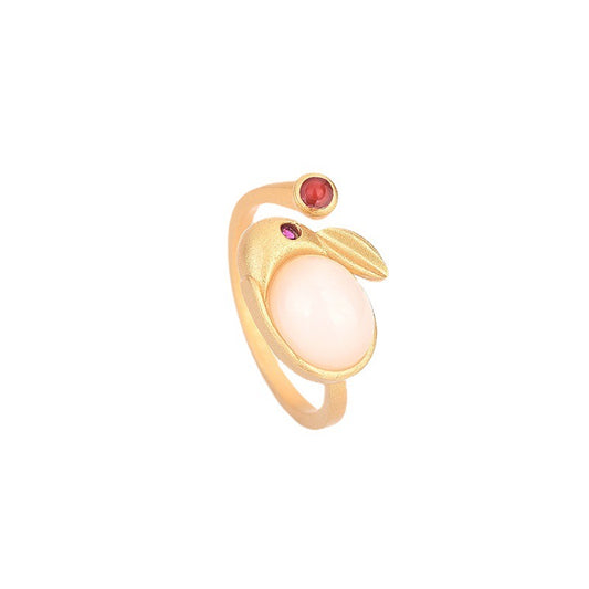 Feng Shui Rabbit White Jade Ring