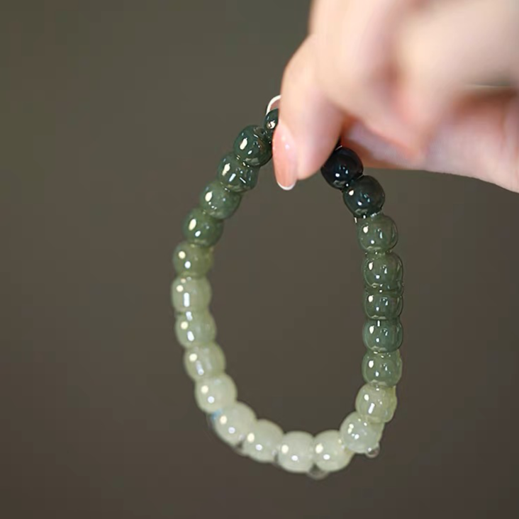 Natural Hetian Jade Gradient Color Bracelet