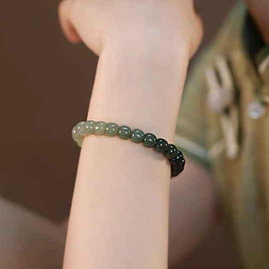 Natural Hetian Jade Gradient Color Bracelet