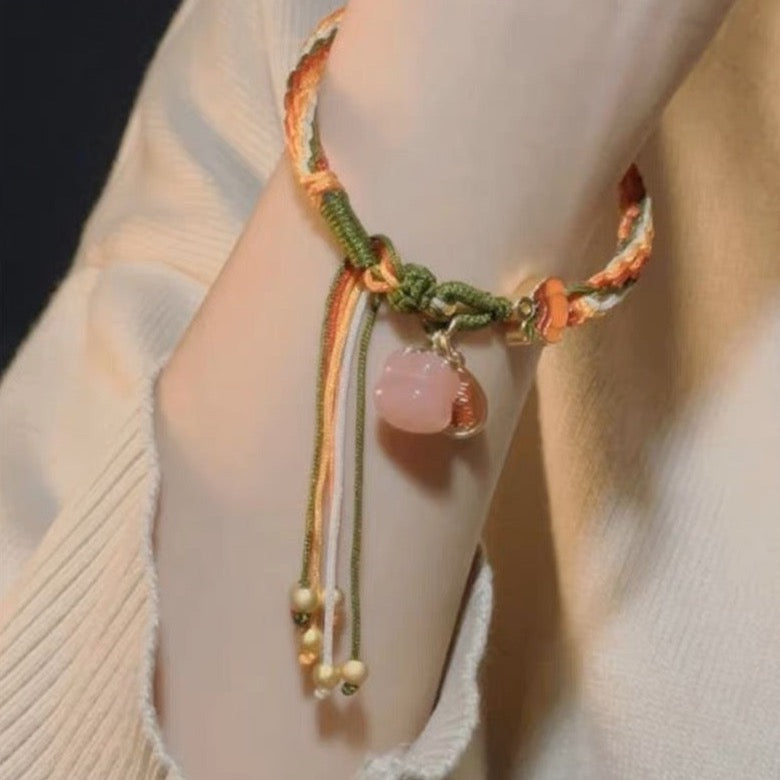 Feng Shui Persimmon Yanyuan Agate Protection Rope Bracelet