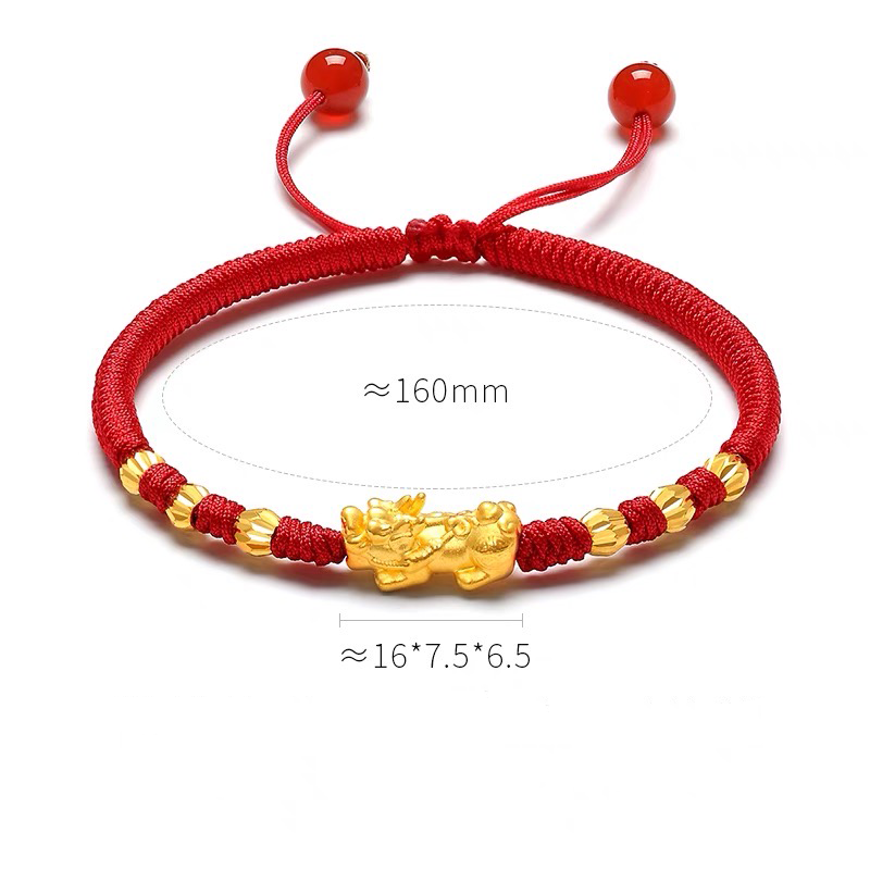 Red Rope 18K Gold Plating Single Pixiu  Bracelet