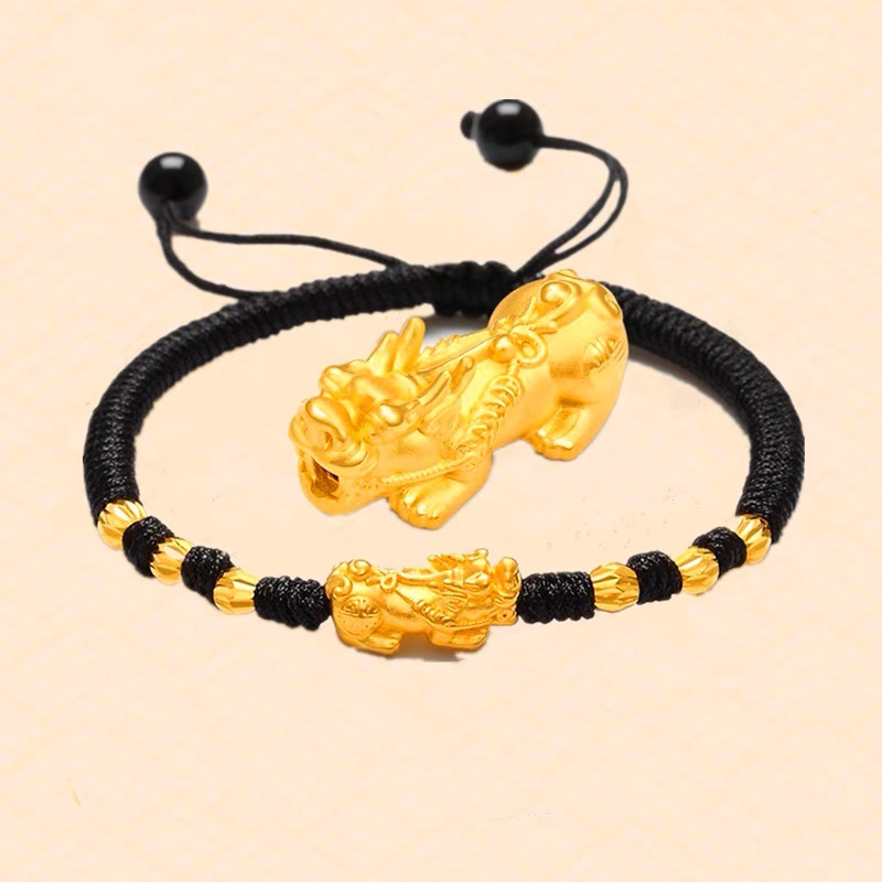 Red Rope 18K Gold Plating Single Pixiu  Bracelet