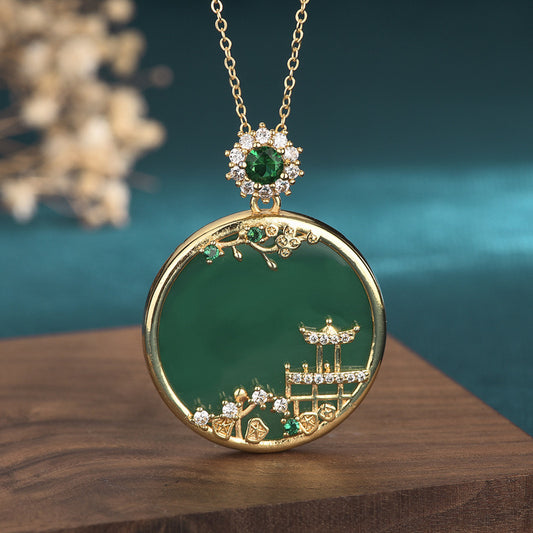 Fengshui Lucky Green Blessing Pendant Necklace