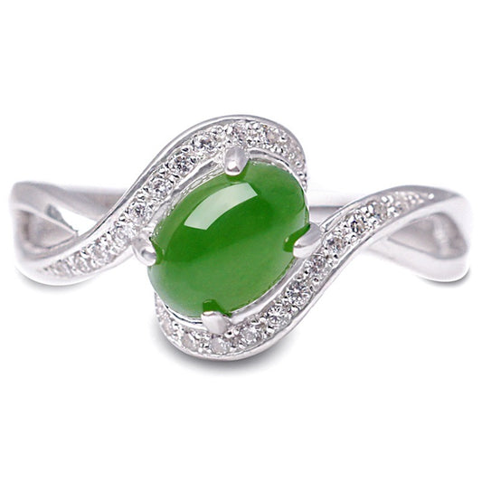 Natural Green Jade Prosperity Ring