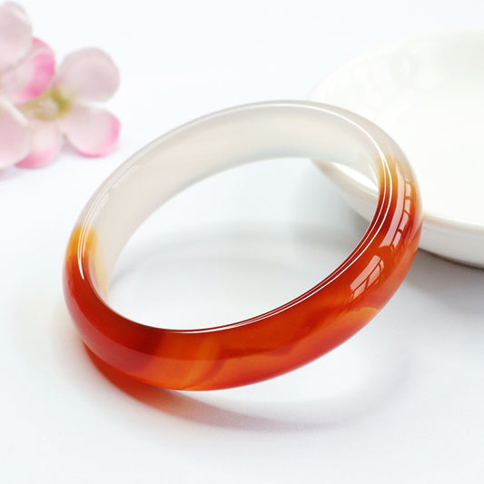 Natural Red Agate Gradient Color Bangle